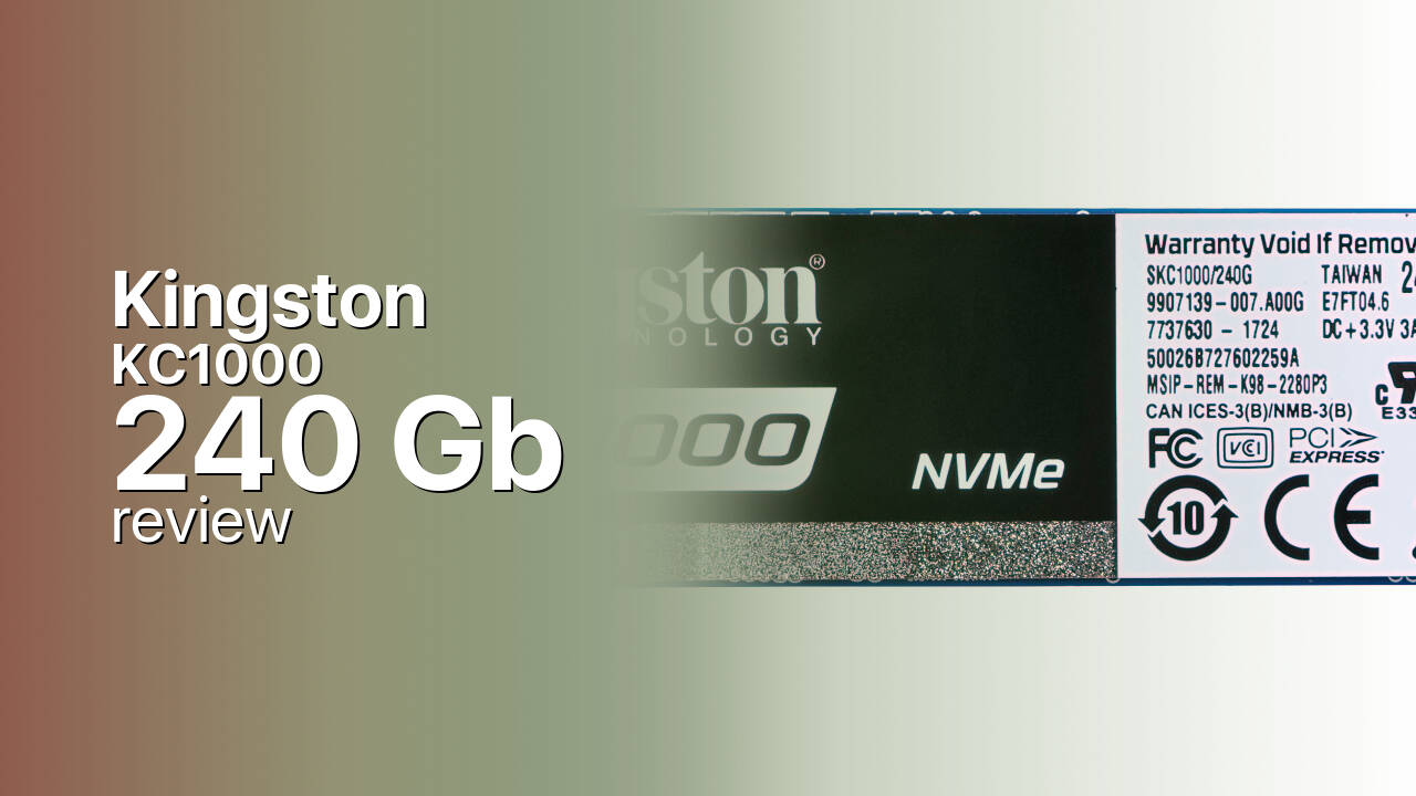 Kingston KC1000 240Gb NVMe specifications