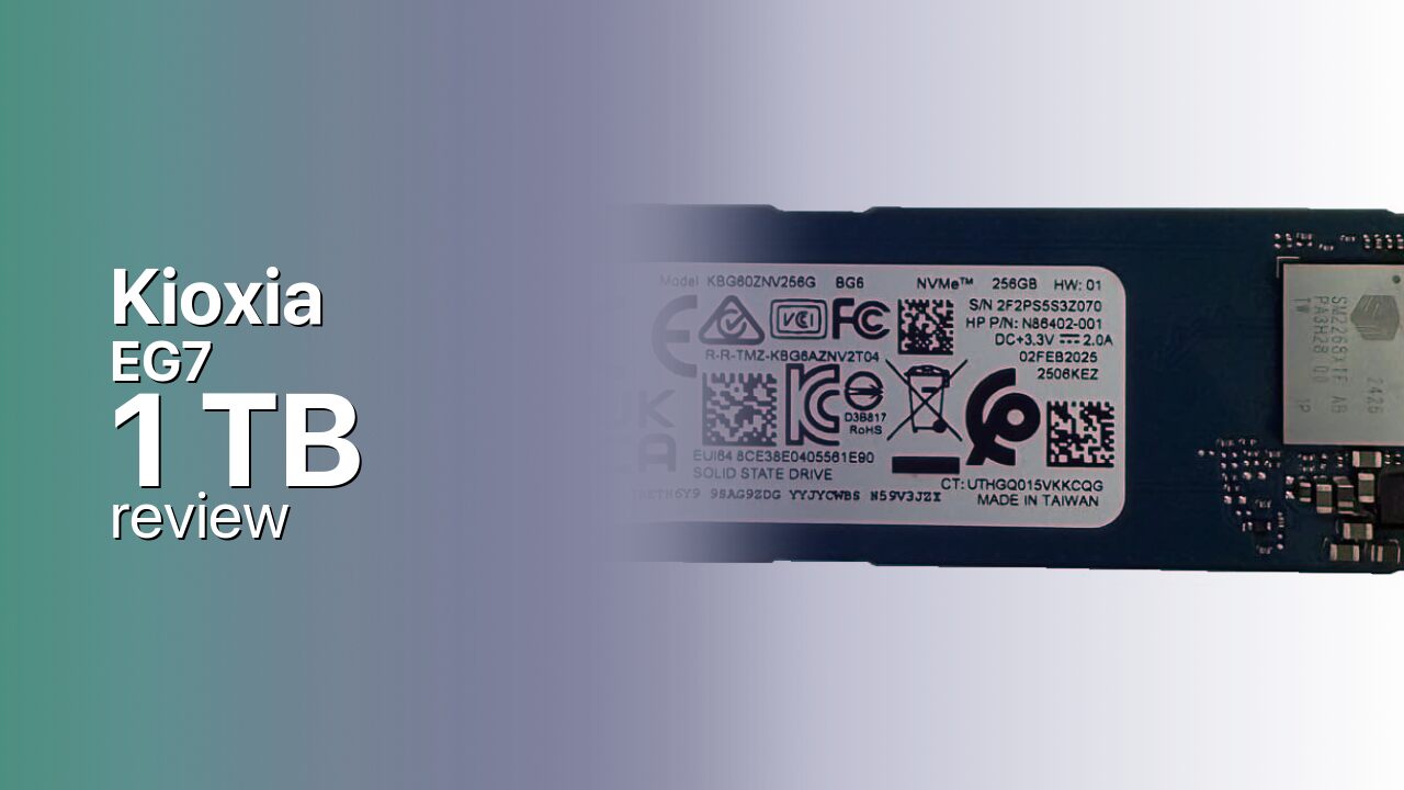 Kioxia EG7 1TB NVMe SSD specifications Kioxia EG7 1TB NVMe SSD specifications