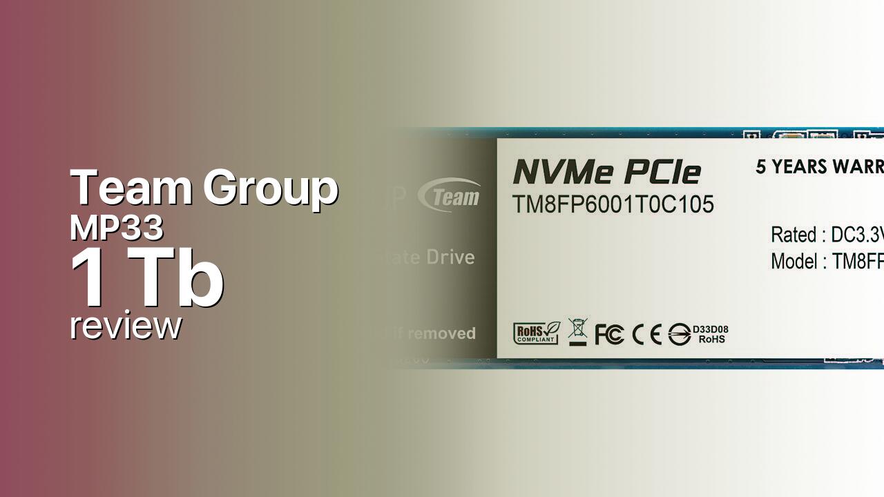 Team Group MP33 1Tb NVMe SSD detailed specifications